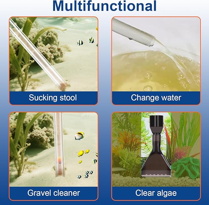 Fish Tank Cleaner Kit, Gravel Vacuum for Aquarium, Fish Tank Aquarium Vacuum Gravel Cleaner, Aquarium Siphon with Magnetic Fish Tank Glass Cleaner, Aquarium Cleaning Tools Water Changer