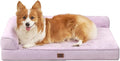 EHEYCIGA Large Dog Bed Memory Foam for Crate, Orthopedic Dog Bed Large Size Dogs with Washable Removable Cover, Waterproof Pet Sofa Couch with Nonskid Bottom, 35x22x6, Lilac