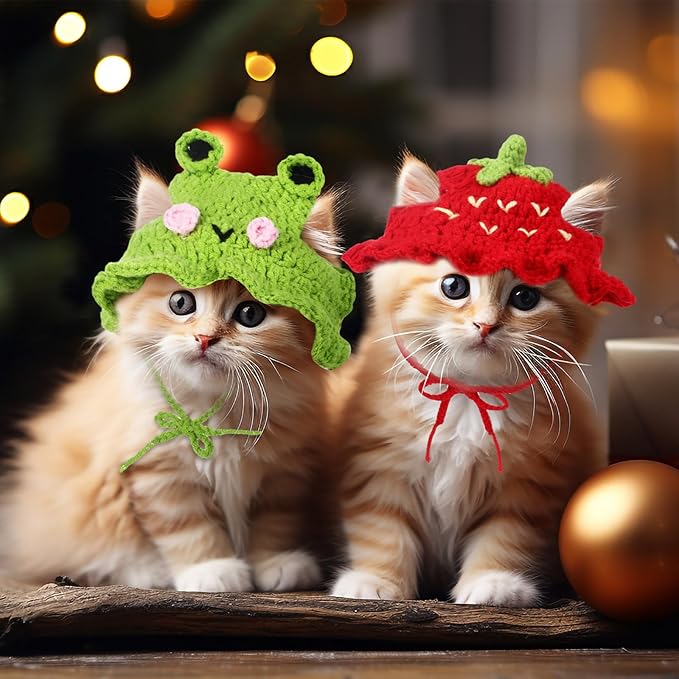 Weewooday 5 Pieces Cat Costume Bunny Hat Outfit with Ears Funny Cat Hat and Small Dogs Kitten Puppy Party Easter Costume Accessory Headwear(Vivid Style)