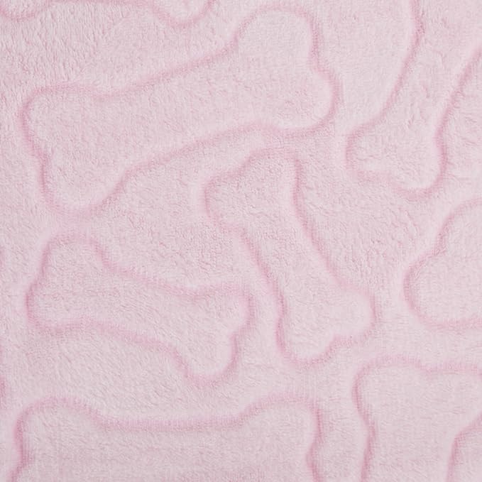 Bone Dry Embossed Bone Print Pet Blanket, Pink, 36x48"