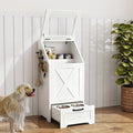 Dog Feeding Station with Storage Cabinet and 2 Elevated Dog Bowls, Hidden Pet Food Storage Organizer for Dog &Cat,Modern Dogs Furniture (White)