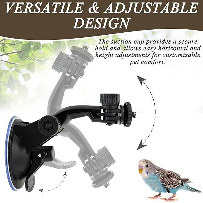 2 Pcs Parrot Perch Stand, Strong Suction Cup Bird Perch, Movable Perch Stand Bird Training Set, for Window Mirror Car Shower Ceramic Tiles Bath Wood Training Perch, for Bird, Cockatoo, Macaw, Parakeet