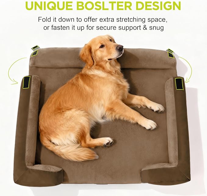 Orthopedic Dog Bed for Extra Large Dogs,XXL Waterproof Egg Crate Memory Foam Pet Bed Bolsters with Removable Washable Cover & Non-Slip Bottom, Tennis Ball Toy, 45 x 35