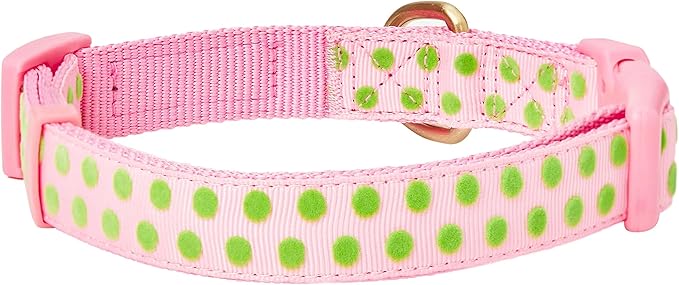 Blueberry Pet Adjustable Flocking Dog Collar with Silk Flower, Pink Dog Collar for Girls, Medium, 14.5"-20" Neck, 3/4" Width, Girl Dog Collars for Small Dogs