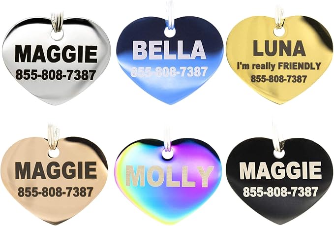 Engraved Dog Tags Personalized - Stainless Steel Engraved Dog Cat ID Tags Front & Back up to 8 Lines of Text Color Plating Gold, Rose Gold, Blue, Black, Nebula by PetANTastic