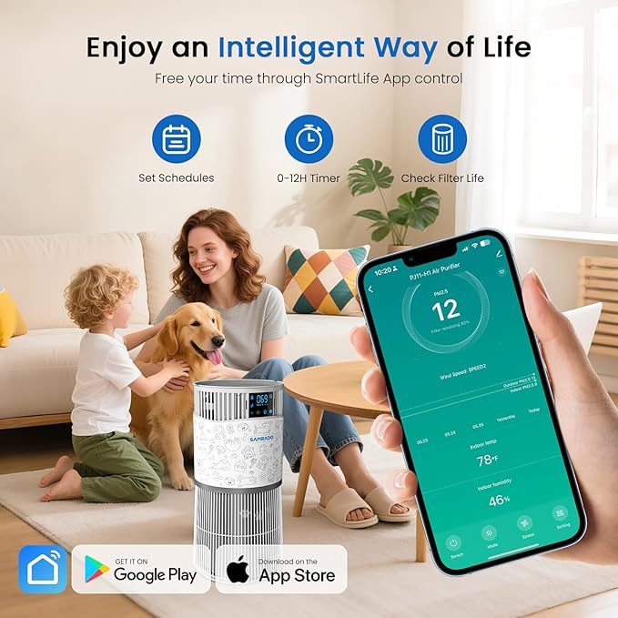 Air Purifier for Home Pets with Smart WiFi up to 4000Ft², H13 HEPA for Floating Pet Hair, Dander & Pet Odor, 7-Stage Filter, Electronic Aromatherapy Diffuse, 360° Wide Intake,22dB Ultra Quiet