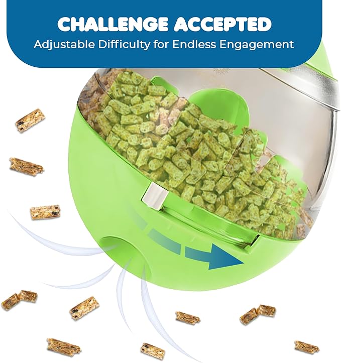 SunGrow Puppy, Small Dog Breeds, and Cat Treat Ball, Slow Pet Feeder, Boredom Buster, Adjustable Food Dispenser, Ends Naughty Chewing and Bloat, Encourages Exercise, Interactive Puzzle Feeder, 4.6”