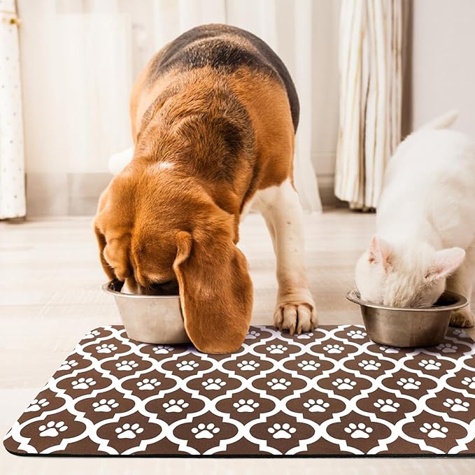 Dog Food Mat 24X32 Inch Pet Feeding Absorbent Mats for Floor Cat Water Bowl Placemats Non-Slip Washable Dog Mat for Food and Water