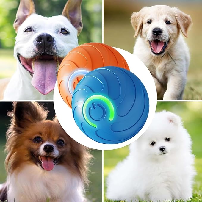 Smart Jumping Ball Toy for Dogs, Duraspin Dog Bouncing Ball, Interactive Bouncing Toys for Puppy Toys （2Pack-Orange & Bule）