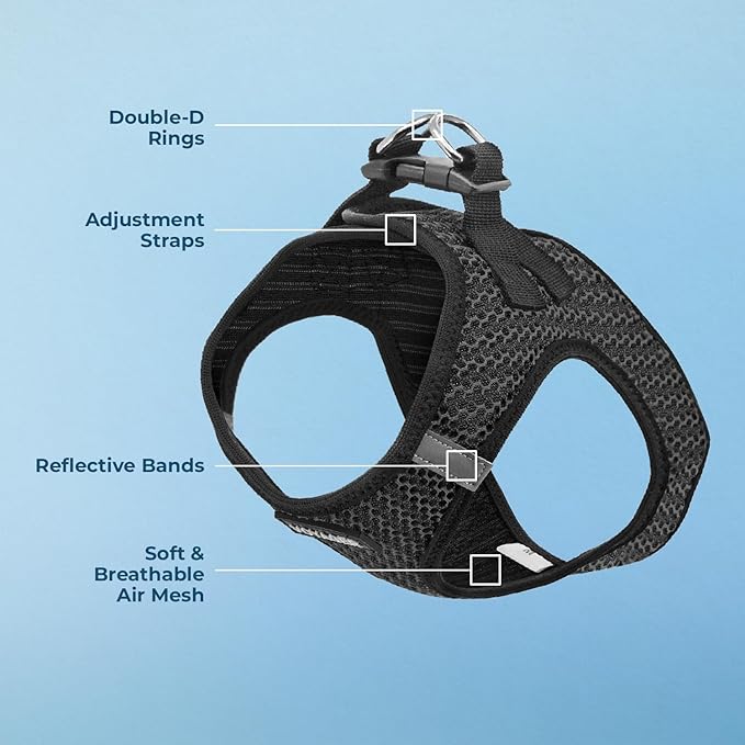 Best Pet Supplies - All Weather Mesh/Plush, Reflective, No Pull Harness for Small, Medium Dogs, Cats - Secure with Hook & Loop Fastener, Buckle, Double D-Rings - Gray 2-Tone, M