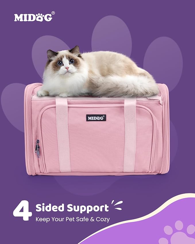 MIDOG Cat Carrier Soft for Small to Medium-Sized Cats,Up to 25 Lbs, TSA Airline Approved Soft Sided Pet Carrier