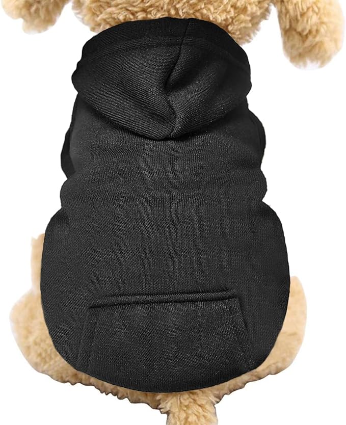 Jecikelon Winter Dog Hoodie Sweatshirts with Pockets Warm Dog Clothes for Small Dogs Chihuahua Coat Clothing Puppy Cat Custume (Black, X-Large)