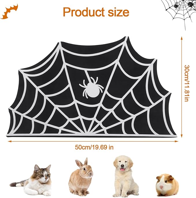 Halloween Pet Mat for Food and Water, Pet Feeding Mat for Dog Cat Bowl Absorbent Anti-Stain Non-Slip Quick Dry Easy Clean Floor Placemat, Pets Accessories Indoor (12 * 20 in)