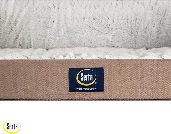 Serta Orthopedic Quilted Couch Dog Bed for Pets – Chocolate Brown (Large)