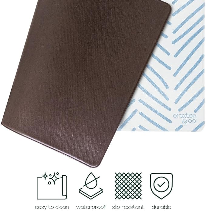 CROXTON & CO. Non-Slip Faux Leather Pet Feeding Mat for Dog Bowls | Large Bowl Mat for Food and Water | Durable, Easy-to-Clean Pet Food Mat for Floors | Size: 16.5"x28"
