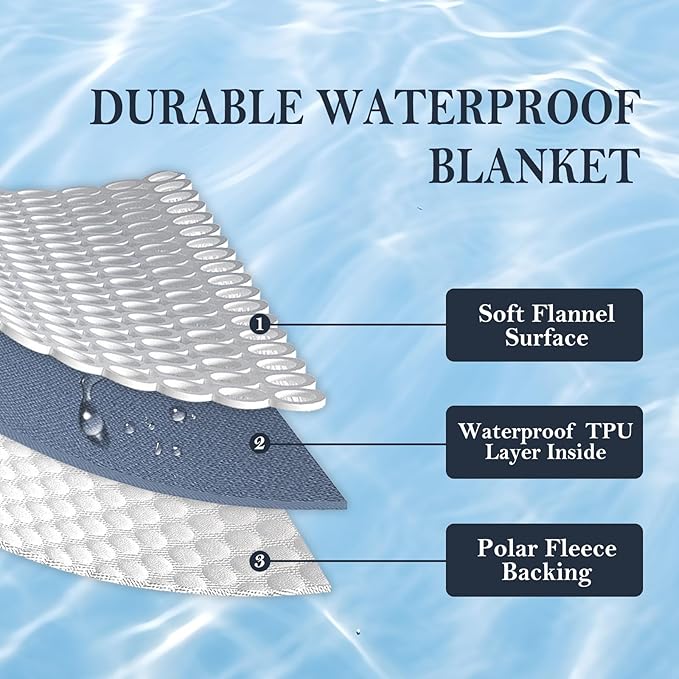 Waterproof Blanket 40"x60" for Adults, Reversible Waterproof Bed Cover for Dogs Cats Pets, Soft Leakproof Blanket for Bed Couch Sofa Furniture Protector, Grey/Light Grey