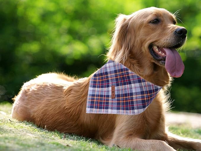 Lionet Paws Dog Bandana Washable Cotton Handkerchief Scarf Triangle Bandana for Small Medium Large Dogs DarkBlue