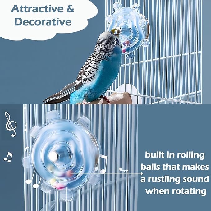 Bird Toys for Parakeets, Colorful Parakeet Toys Wheel, Interactive Spinner Rattle Parrot Toy, Cockatiel Toy for Bird Cage, Chewing Exercise for Conure, Budgies Enrichment Toys (1pc, Rondom Color)