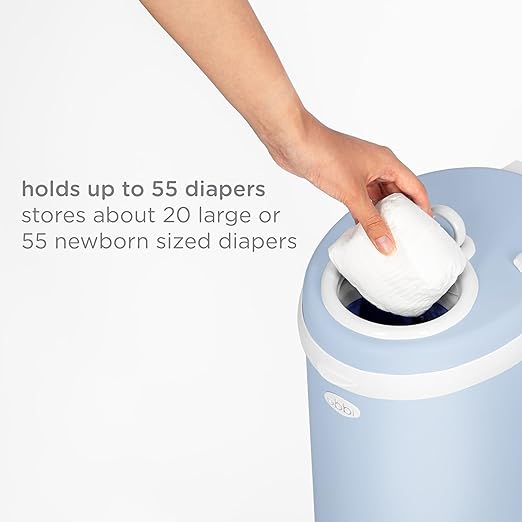 Ubbi Steel Diaper Pail, Odor Locking, No Special Bag Required, Award-Winning, Registry Must-Have, Cloudy Blue