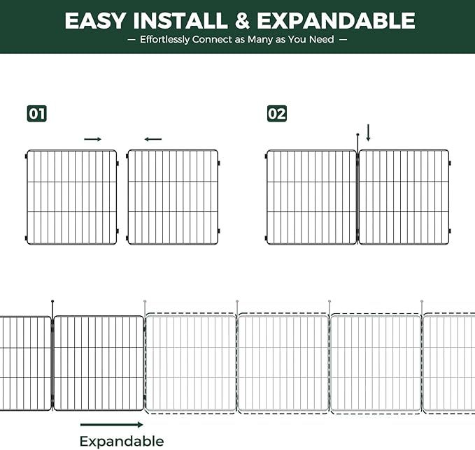 FXW MiniPaws Unleashed Dog Playpen, Expandable & Portable Design for Yard, RV Camping and Indoor Use, for Small and Medium Dogs, 32-inch 6 Panels