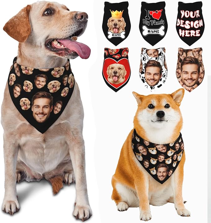 Custom Dog Bandana for Cat Dog Pet Add Your Design Personalized Neckwear Bandanas with Your Text Logo Image Customized Pet Scarf Funny Gifts Style 06
