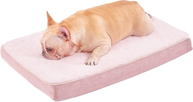 Memory Foam Medium Dog Bed, Cooling Dog Beds for Medium Dogs, Washable Orthopedic Pet Bed for Crate with Joint Relief Memory Foam, Waterproof Liner and Plush Cover (Pink)