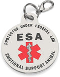 Double Sided Small Breed Emotional Support Animal ESA Tag Red Medical Alert Symbol and Protected by Federal Law .999 inch ID Tag. Easily Switch Between Collars Harness and Vest.