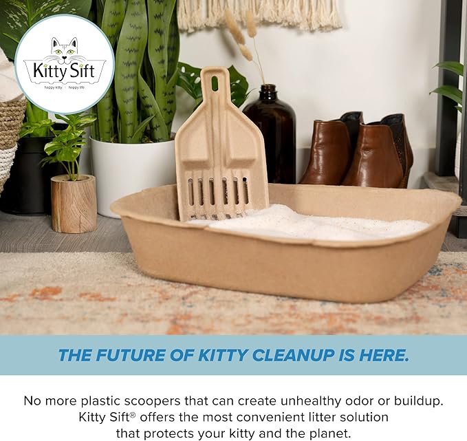 Kitty Sift FiberScoop Disposable Litter Scoop, Plastic-Free & Sustainable - Natural, One Size (Pack of 2)