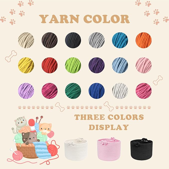 Personalized Dog Toy Storage Basket Custom Cotton Woven Bin with Pet's Name Rope Storage Organizer for Dog's Toys Clothing Blankets