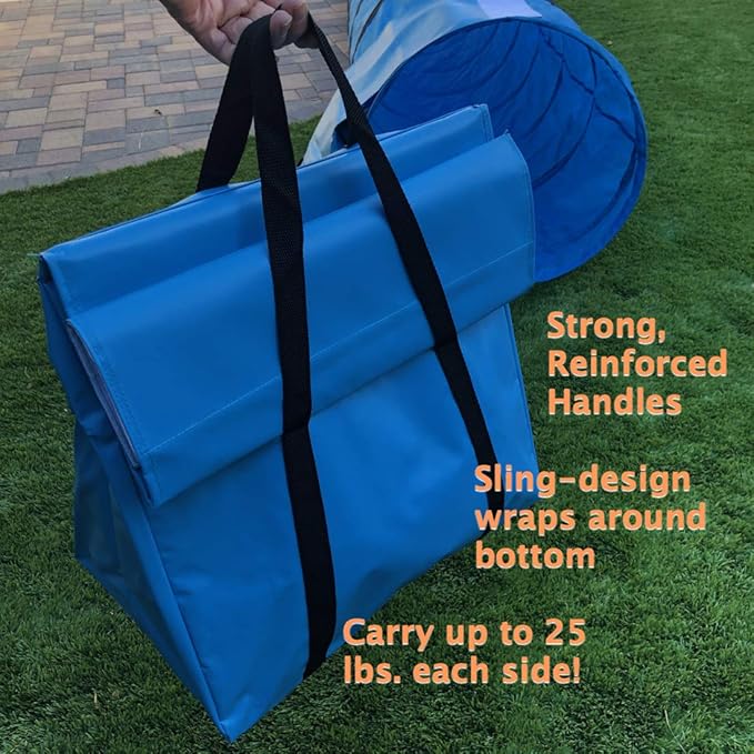 Rise8 Non-constricting Saddlebags for stabilizing Dog Agility Tunnel (Blue)