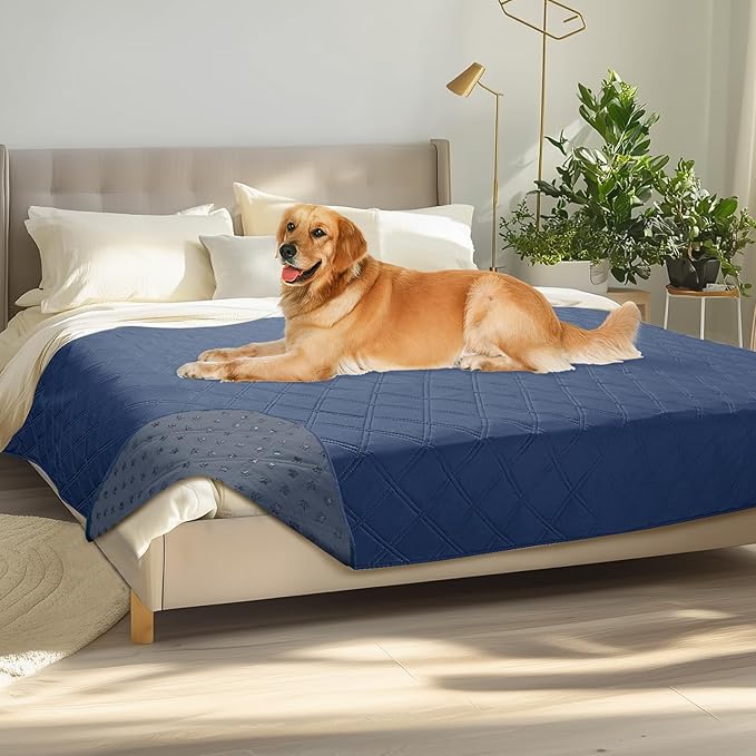 Luciphia 100% Waterproof Couch Cover Blanket for Dogs Anti-Slip Pet Couch Protector Sofa Mat Puppy Cat Blanket with Non-Slip Bottom, Navy Blue, 68x82 Inch