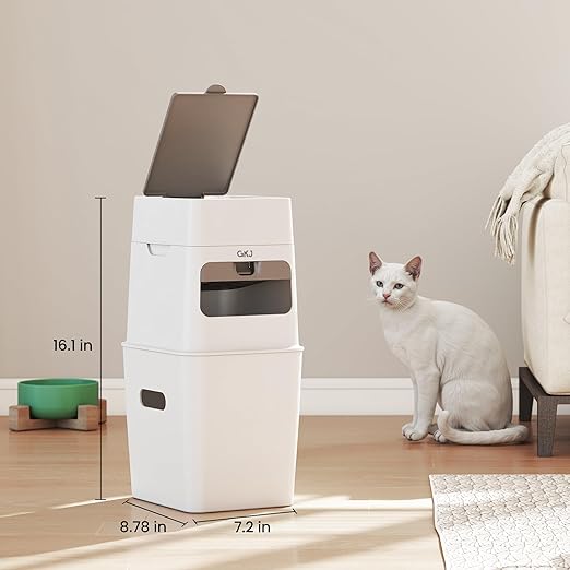 GKJ Cat Litter Box Waste Disposal System for Odor Control Cat Litter Trash Can | Includes 1 roll of 16 Easy Tear-Off Bags | Diaper Trash Can