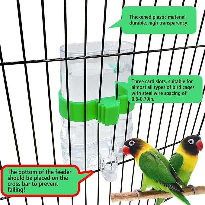 Hamiledyi Parakeet Water Dispenser 4pcs Automatic Bird Water Dispenser Transparent Container Cage Accessories Automatic Feeding for Finch Lovebird Canary Small Birds