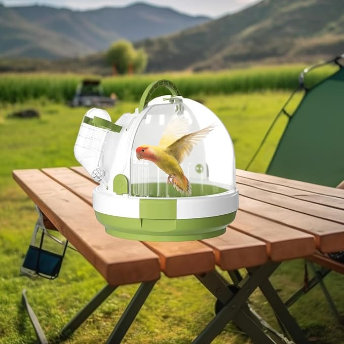 Parrot Travel Cage,Small Animal Carry Case,Breathable Hamster Carrier Cage Bird Cage for Bird Hamster Hedgehog Finches Travel, Green