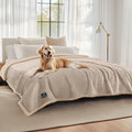 Luciphia Waterproof Pet Blankets, Liquid Pee Proof Dog Blanket for Sofa Bed Couch, Reversible Sherpa Fleece Furniture Protector Cover for Small Medium Large Dogs Cats, Dark Beige King Size（100" x 85"）