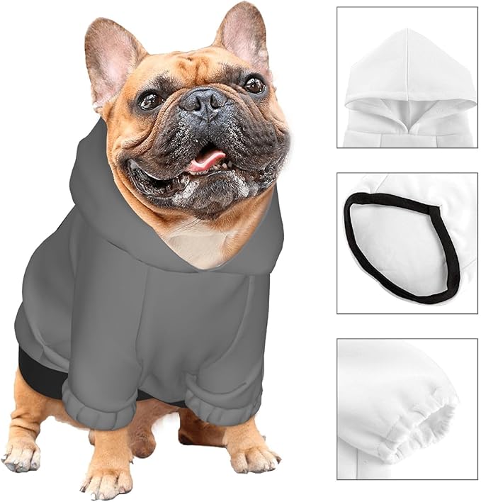 Custom Dog Hoodie Warm with Your Photo Text Logo Name Personalized Dog Clothes for Puppy Sweatshirt Hooded for Small Medium Large Dogs Girl/Boy Cats Gray