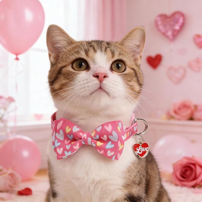 KOOLTAIL St Patricks Day Cat Collars Breakaway with Bowtie and Bells,3 Pack Adjustable Fancy Easter Kitten Collar with Safety Buckle for Girls Boys Kitty,Cute Cat Charm Pendant Holiday