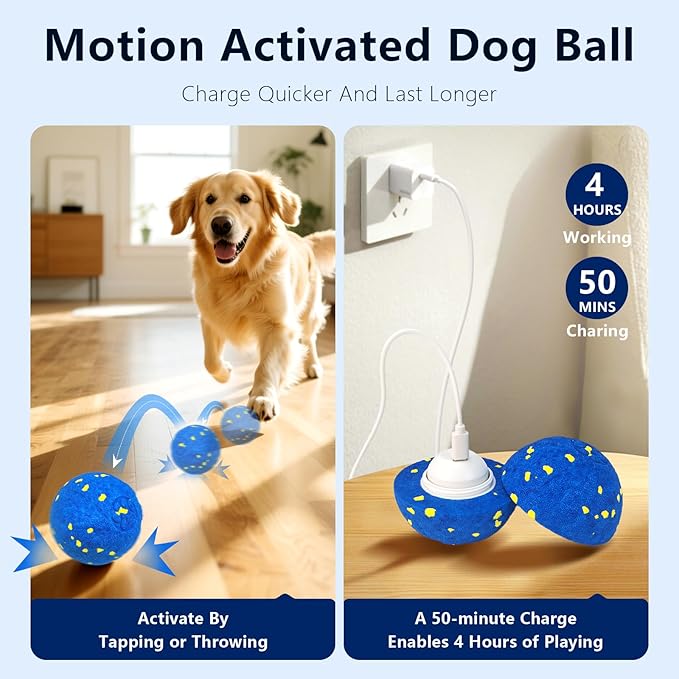 Interactive Dog Toy Ball, Interactive Dog Toys for Large Medium Dogs - Smart Automatic Bouncing Ball - 3 Modes Moving Vibrating Rolling Jumping Balls to Keep Them Busy