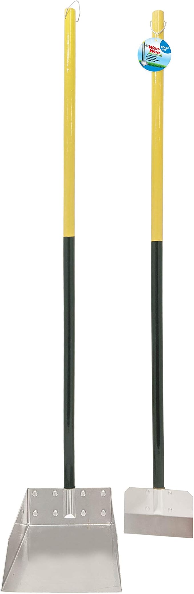 Four Paws Stainless Steel Long-Handled Dog Pooper Scooper Spade & Pan 2 Piece Set, Pet Waste Pickup Tool, 38" x 7"