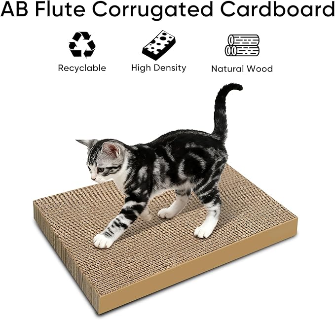 AGYM Cat Scratchers 6 Packs Refill Cat Scratching Pad Cardboard for Indoor Cats and Kitten, All Breeds Cat Scratch Pad Board Easy for Cats to Scratch