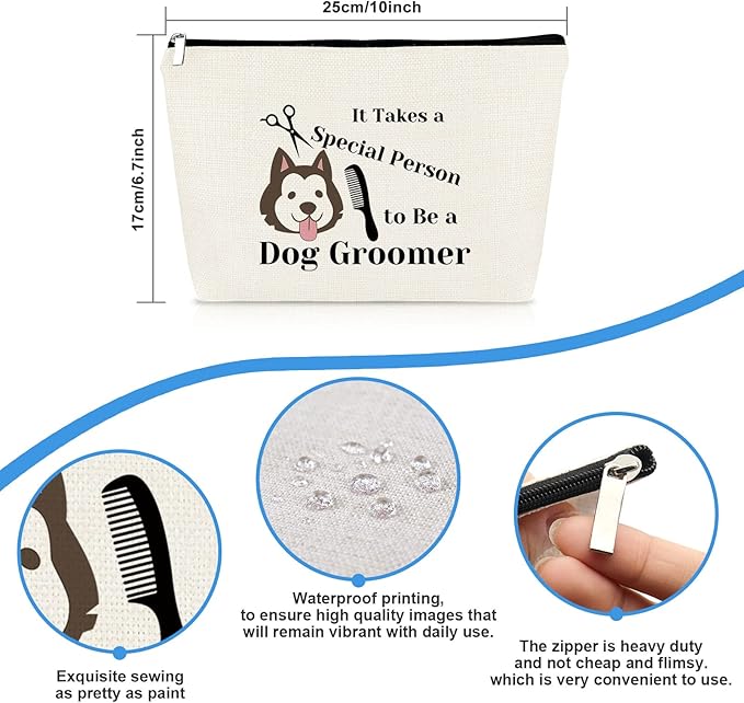 Dog Groomer Gift Makeup Bag Pet Grooming Gifts Cosmetic Bag Dogs Hairdresser Hair Stylist Gifts Dog Groomer Appreciation Thank You Gift Birthday Christmas Graduation Present for Dogs Owner Lover