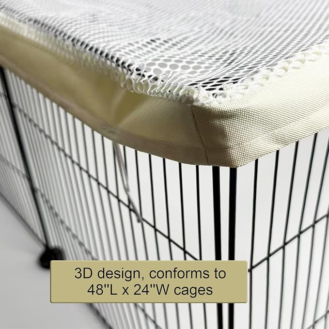 48x24 Cage Cover, Ventilated Mesh Top for C&C Midwest Guinea Pig Cage, Breathable & Escape-Proof Small Animal Enclosure Lid with Secure Clips for Rabbits, Chinchillas（Not Include cage）
