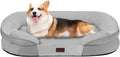 Dwanton Orthopedic Dog Bed for Medium Dogs with Gel Memory Foam, Waterproof Dog Sofa, Washable Pet Bed with Four Sided Bolster Cushion, Removable Cover & Non-Slip Bottom, 35", Light Gray