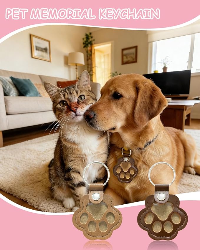Paw Dog Hair Keychain - Premium Leather Pet Fur Keepsake, Waterproof Memory Charm for Dog/Cat Lovers, Bag & Key Accessory