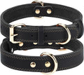 Joytale Leather Dog Collar for Small Dogs, Genuine Solid Sturdy Leather for Active Small Breeds, Adjustable Metal Pin Buckle, Durable and Secure Pet Collar for Daily Use, Black, XS