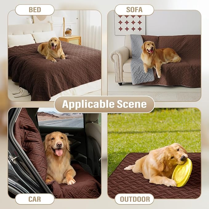 BOCTOPUG Dog Bed Cover for Pets Blankets Rug Pads for Couch Protection Waterproof Bed Covers Dog Blanket Furniture Protector Reusable Changing Pad (Dark Grey+Brown, 82"x102")