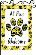 ALL Paws Welcome Garden Flag,Welcome to Cute Dog House Vertical Double Sided Outdoor Decor,Welcome Dog Summer Garden Flag.12 x 18 Inch