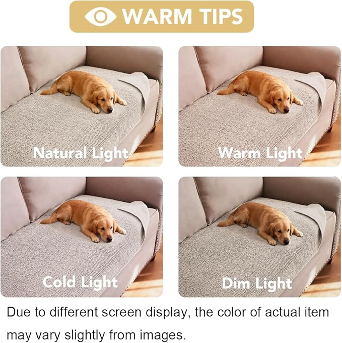 H.VERSAILTEX Non Slip Pet Couch Cover Chenille Dog Bed Protector Thick Soft Sofa Slipcover Pet Friendly Washable Couch Cushion Covers for Pets (68" x 82", Oatmeal)