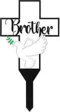 BUoonyer Garden Stake Graves Cemetery Decorations, Brother Metal Memorial Grave Markers, Cross Graveyard Commemorative Plaque for Boy, Dove Remembrance Sympathy Graveside Decor Sign for Outdoor Yard