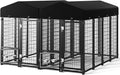 2PCS Dog Kennel Outdoor, Large Outside Dog Kennel with Roof & Swivel Feeders/Removable Doggy Door Allow Connecting Your Dog House, Heavy Duty Dog Run Pen for Medium/Large Dogs (8'Lx4'Wx6'H)